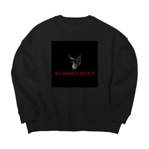BLOOD  LOVE  CAT Big Crew Neck Sweatshirt