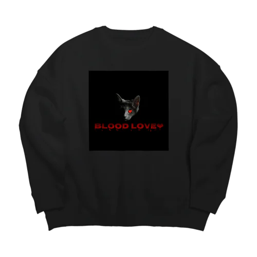 BLOOD  LOVE  CAT Big Crew Neck Sweatshirt