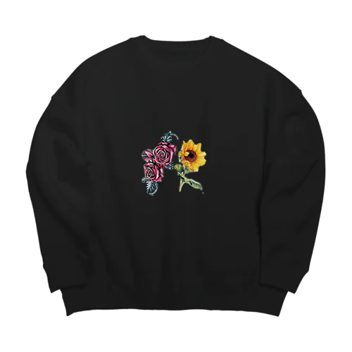 向日葵 薔薇 Big Crew Neck Sweatshirt