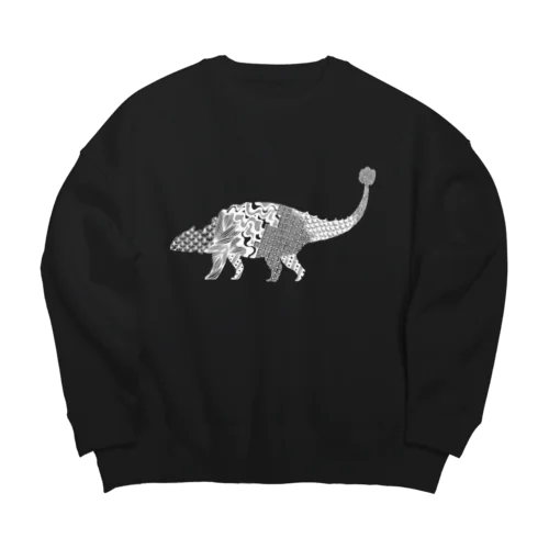 アンキロサウルス白 Big Crew Neck Sweatshirt