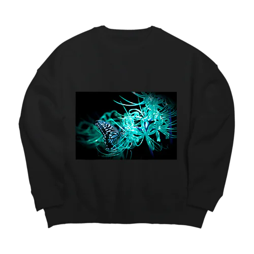 彼岸花と蝶(ｸﾞﾘｰﾝ) Big Crew Neck Sweatshirt