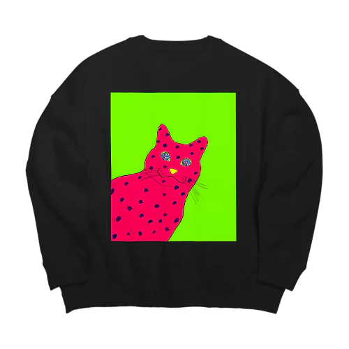 変形水玉ねこ Big Crew Neck Sweatshirt