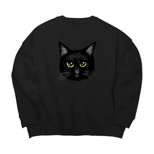 上目使いの黒猫 Big Crew Neck Sweatshirt