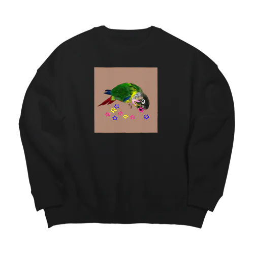 ウロコインコと☆【背景あり】 Big Crew Neck Sweatshirt