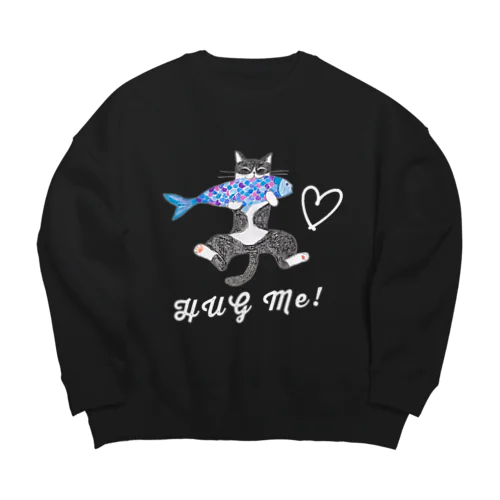 HUG♡Me！(White) Big Crew Neck Sweatshirt