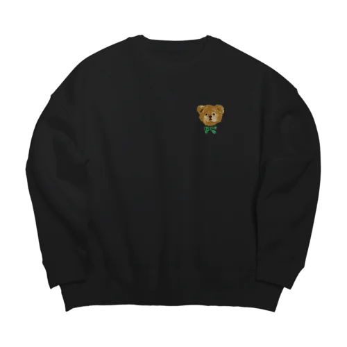 ワンポイント　ぬいぐるみ　テディベア　リボン Big Crew Neck Sweatshirt