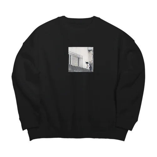 なにかたくらむネコ Big Crew Neck Sweatshirt