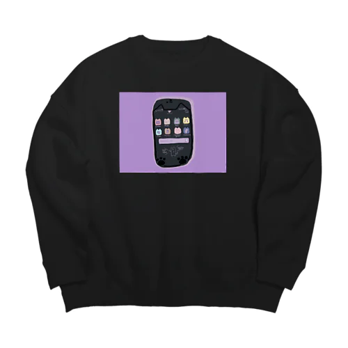 ねこphone  purple Big Crew Neck Sweatshirt