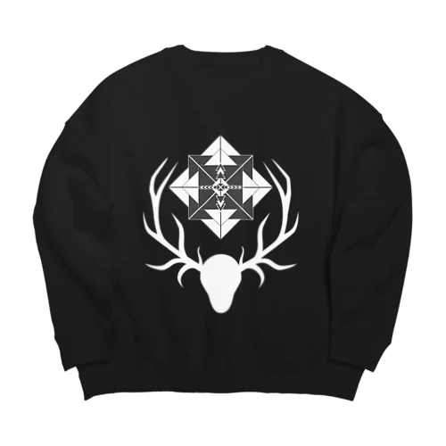 鹿と羅針盤(白) Big Crew Neck Sweatshirt