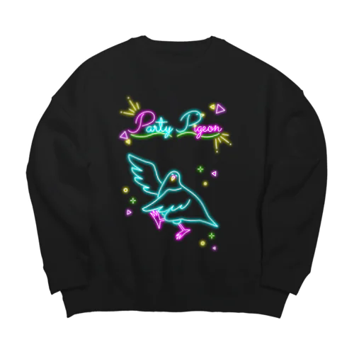 穏和な鳩 パリピネオン Big Crew Neck Sweatshirt