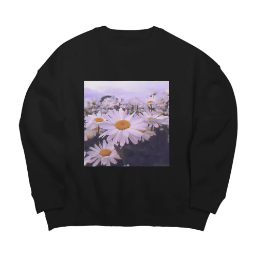 White flowers 白いお花 Big Crew Neck Sweatshirt