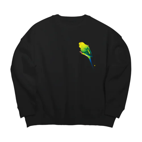 しがみつきインコ 緑 ・ 影なし Big Crew Neck Sweatshirt