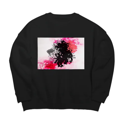 金魚花_pink Big Crew Neck Sweatshirt