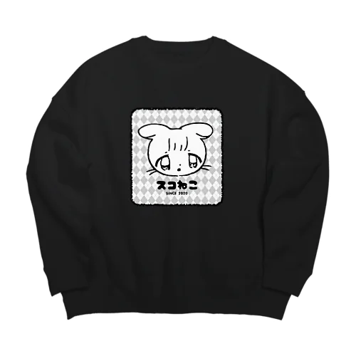 スコねこ（アーガイル柄） Big Crew Neck Sweatshirt