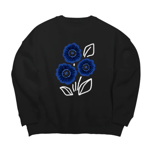 少し怪しい青い花 Big Crew Neck Sweatshirt