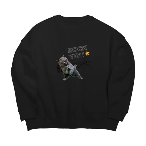 ひとり猫カフェにあにゃあつくしちゃんロック風 Big Crew Neck Sweatshirt