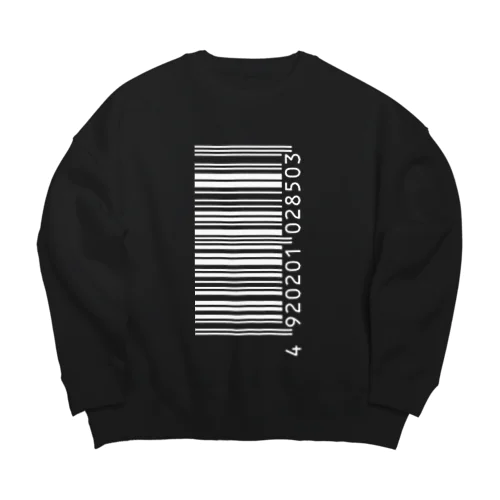 バーコード柄 白 Big Crew Neck Sweatshirt