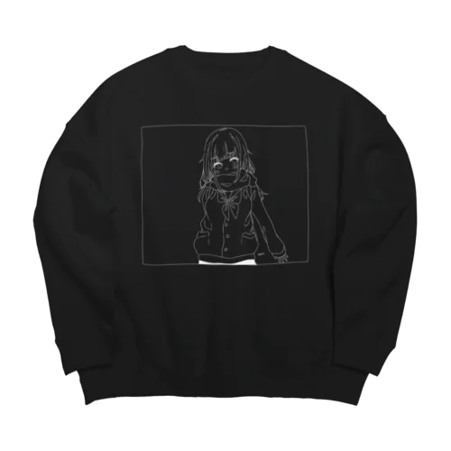 寒いから手繋ごうよ(ホワイト Big Crew Neck Sweatshirt