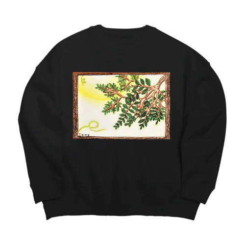 夏の窓 ～生い茂った葉が覗く～ Big Crew Neck Sweatshirt