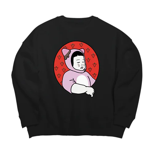 怖瞑　いちごねこ Big Crew Neck Sweatshirt