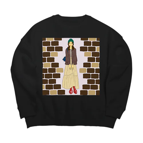 chocolate-brown brick Big Crew Neck Sweatshirt