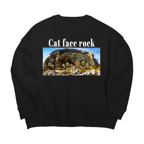 CAT　face　rock Big Crew Neck Sweatshirt