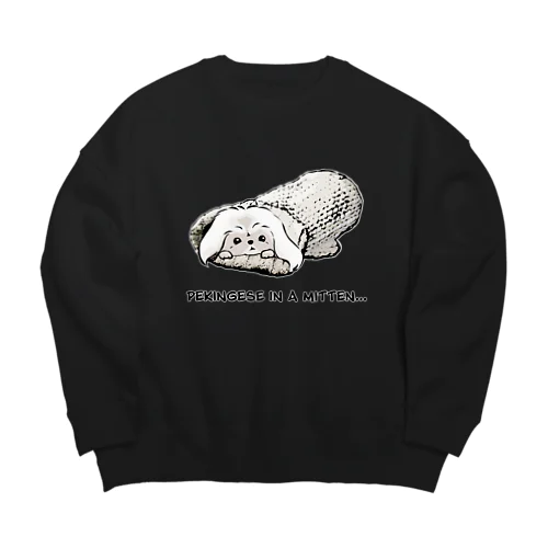 ミトンに入ったペキニーズ(ホワイト)   Big Crew Neck Sweatshirt