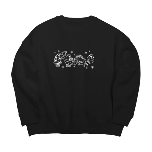 恐竜たちのクリスマス（白） Big Crew Neck Sweatshirt