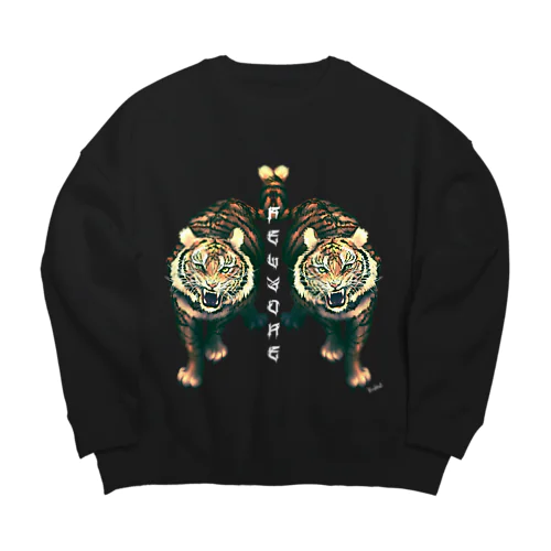 Felidae虎(ホワイト) Big Crew Neck Sweatshirt