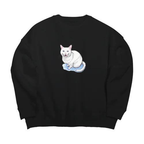 鳴く猫（背景なし） Big Crew Neck Sweatshirt