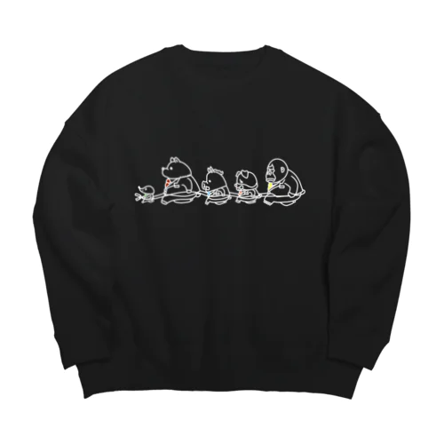 森のクマタロみんなと電車ごっこ通勤(白ライン) Big Crew Neck Sweatshirt