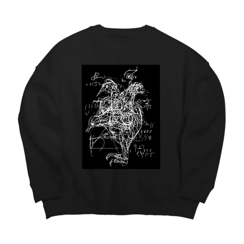 My animals 鳥　背景黒 Big Crew Neck Sweatshirt