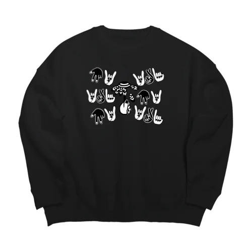 すき？きらい？お花占い中。しろくろバージョン。 Big Crew Neck Sweatshirt