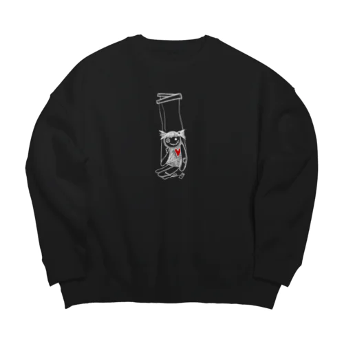 操り人形ちゃん_ホワイト Big Crew Neck Sweatshirt