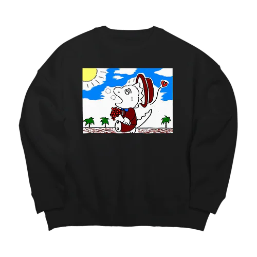 走れ恐竜君 Big Crew Neck Sweatshirt