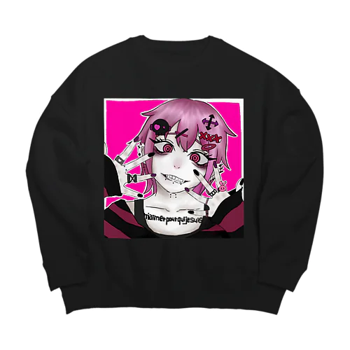 ぴんく Big Crew Neck Sweatshirt