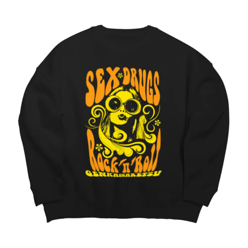 ヒッピースタイル（黄） Big Crew Neck Sweatshirt