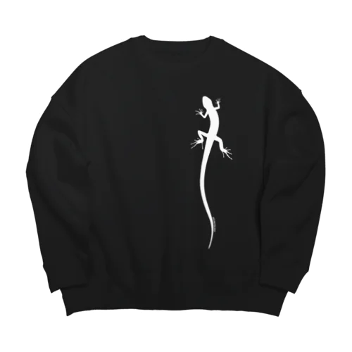 lizard（カナヘビ／ホワイト Big Crew Neck Sweatshirt