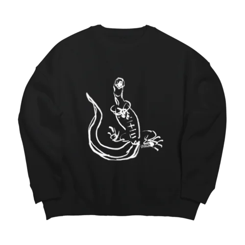 【白】ヘソ天オオトカゲ / HESOTEN VARANUS Big Crew Neck Sweatshirt