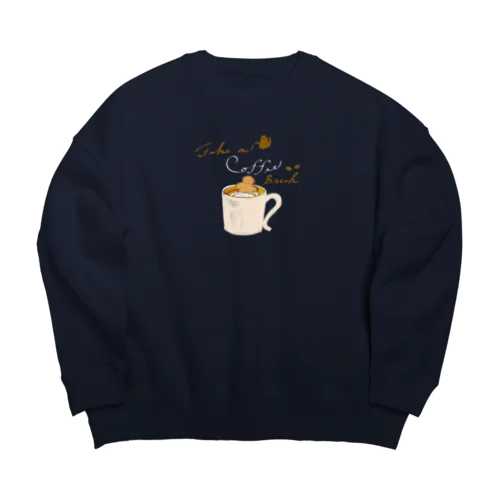 coffee time(コーヒー白字) Big Crew Neck Sweatshirt