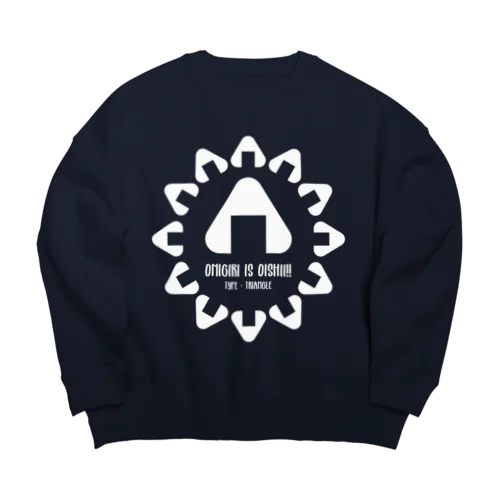 ONIGIRI is OISHII!!-白-(三角) Big Crew Neck Sweatshirt