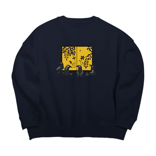 金屏風の前 カラスの戯言 Big Crew Neck Sweatshirt