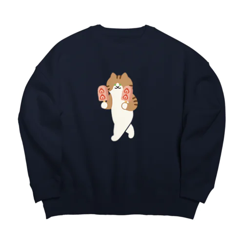 【大】いちごアイスをあざとく運ぶねこ Big Crew Neck Sweatshirt