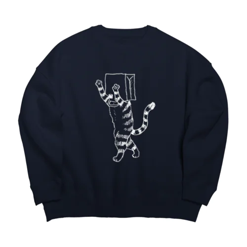 ふくろねこ白プリント（ねこかもいぬかも） Big Crew Neck Sweatshirt