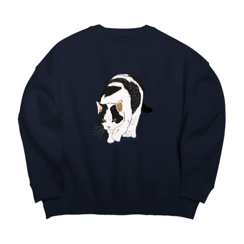 狙うネコ Big Crew Neck Sweatshirt