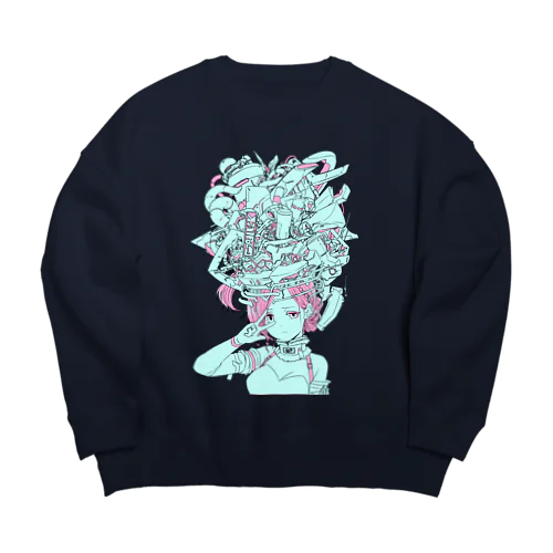 GOODLUCK縦 Big Crew Neck Sweatshirt