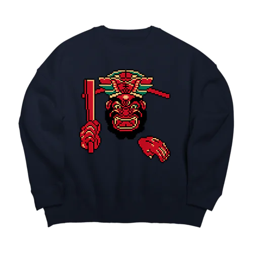 閻魔大王のドット絵　喝！ Big Crew Neck Sweatshirt