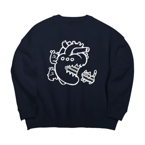 ハート使いとしましまのねっこ 線画のみ Big Crew Neck Sweatshirt