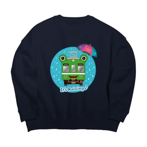 カエル電車「 雨♪」 Big Crew Neck Sweatshirt