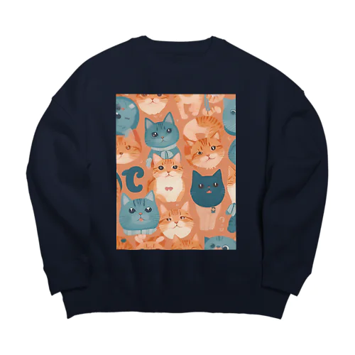 少し不思議なねこのアート Big Crew Neck Sweatshirt